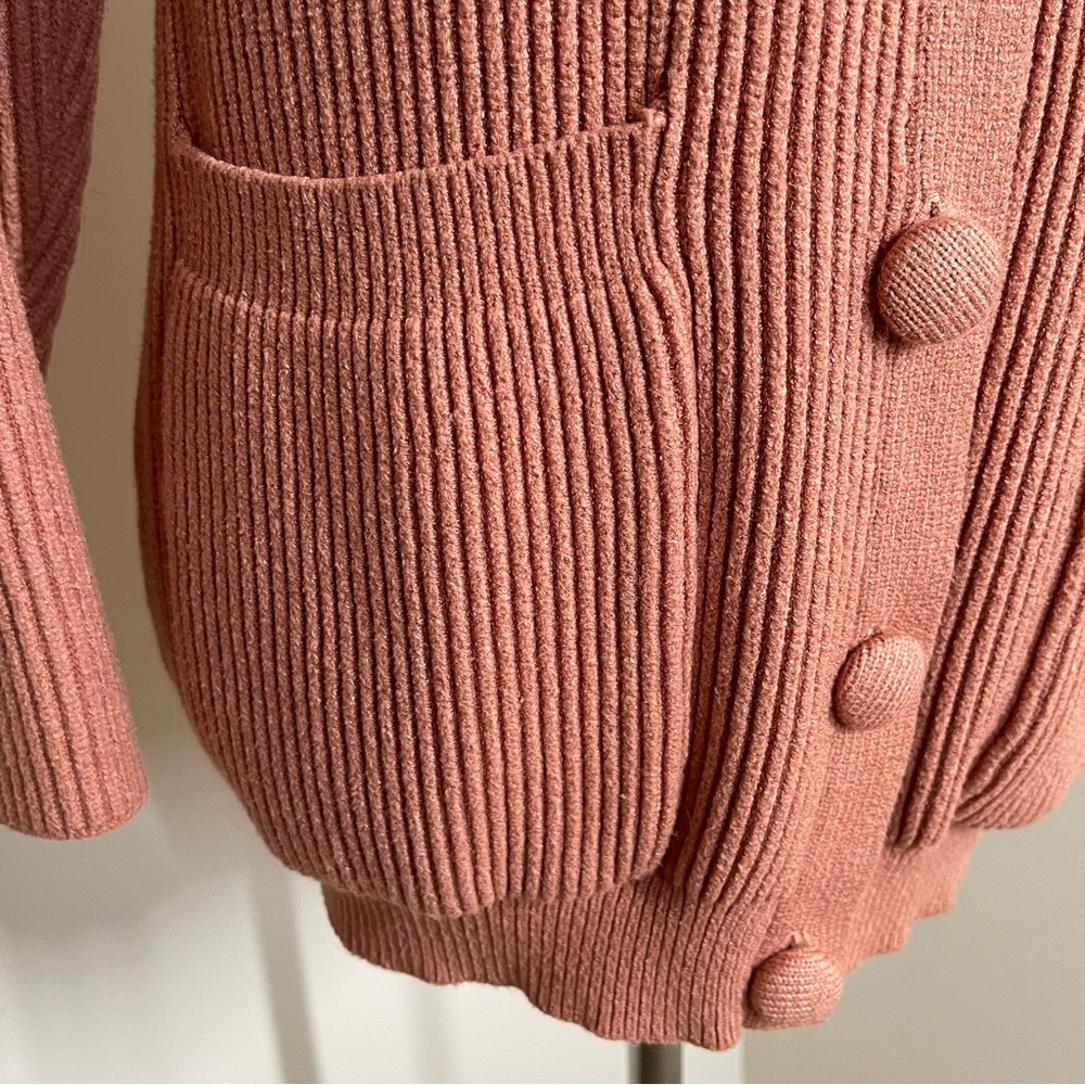 Lulu’s Women’s Deep Coral-SZ S- Long Sleeve Ribbed Knit Cardigan Sweater - Picture 5 of 11
